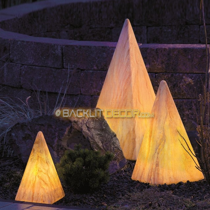 Illuminated Yellow Stone Outdoor Ornaments