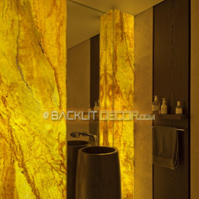 Backlit Bathroom Panels with Stone